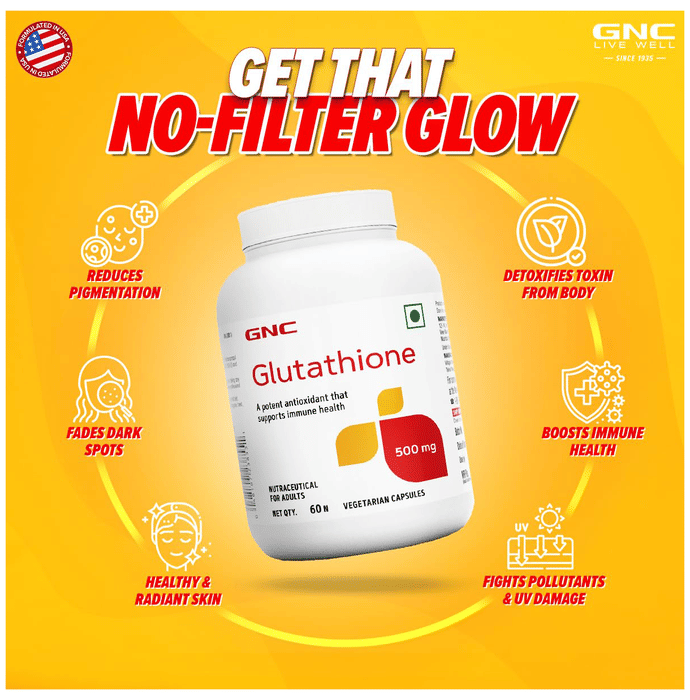 gnc glutathione singapore Capsules 60 | Brighten Skin & Reduce Dark Spots Glutathione per serving side effects of vitamin سيروم الكوجيك Packaging:40ml
